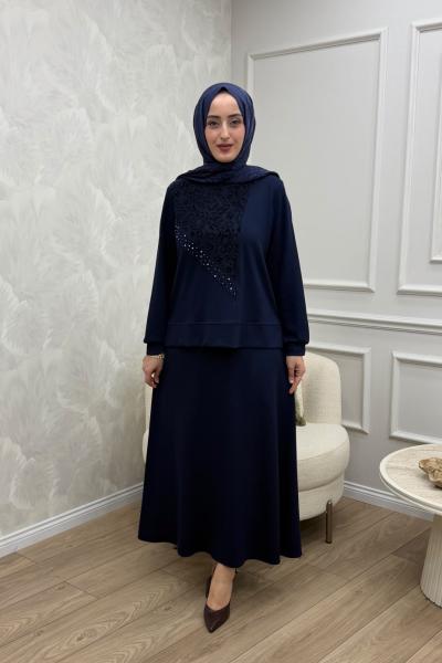 Meryem Etek Takım Lacivert