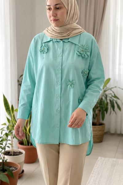 Çiçek tunik - yeşil
