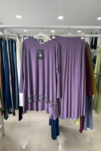 Çizgi Payet Tilda Etekli Takım