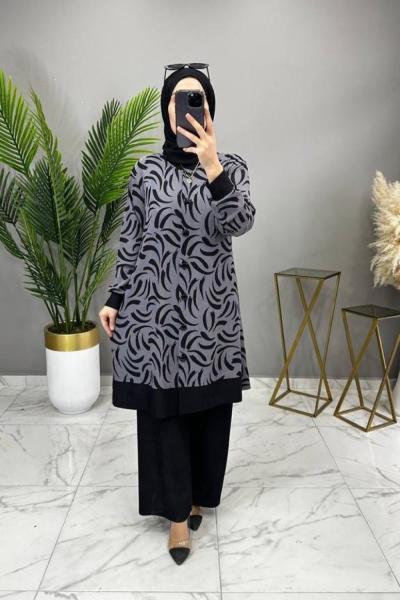 Düğmeli İpek Triko Takım