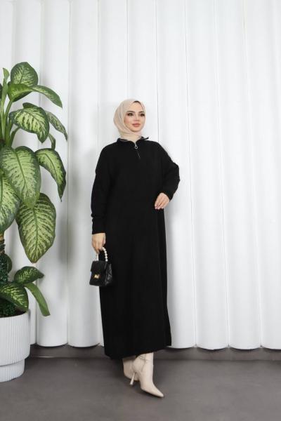 Fermuarlı Triko Elbise