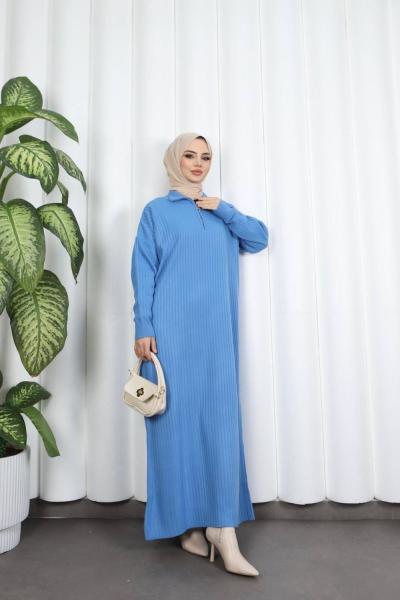 Fermuarlı Triko Elbise