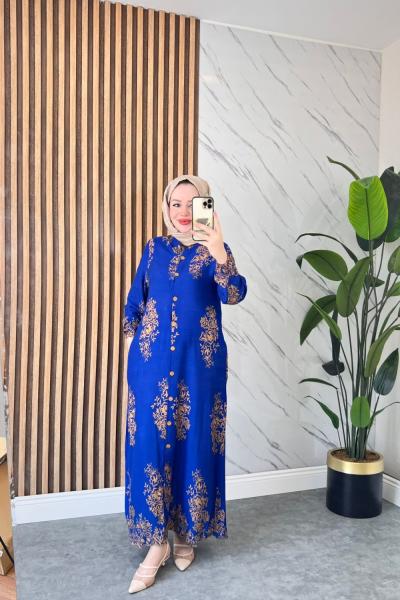 Osmanlı Desen Pamuklu Viskon Elbise