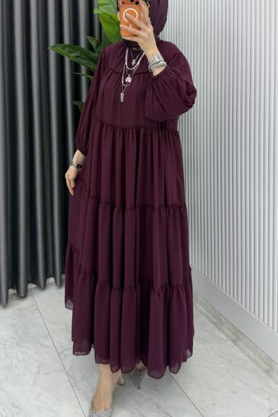 Bordo Güzide Elbise Tesettür Giyim