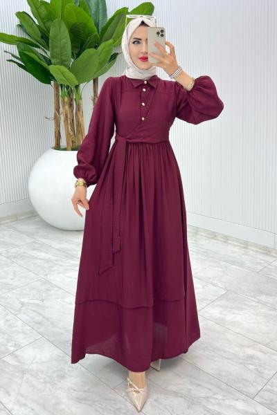 Bordo Premium Öznur Elbise Tesettür Giyim