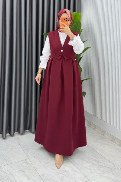 Bordo Premium Zehra Jile Tesettür Giyim