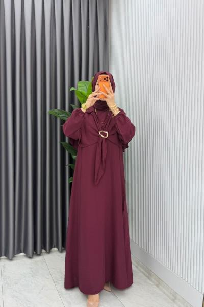 Bordo Premıum Ceylan Elbise Tesettür Giyim