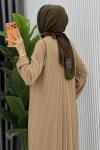Camel Tuğçe Triko Elbise Tesettür Giyim Premium Seri