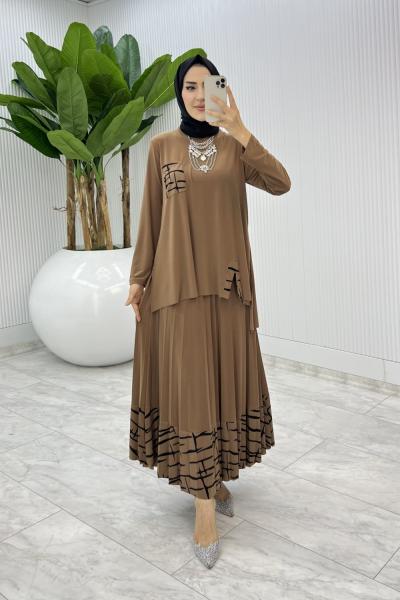 Camel Umay Etek Takım Tesettür Giyim