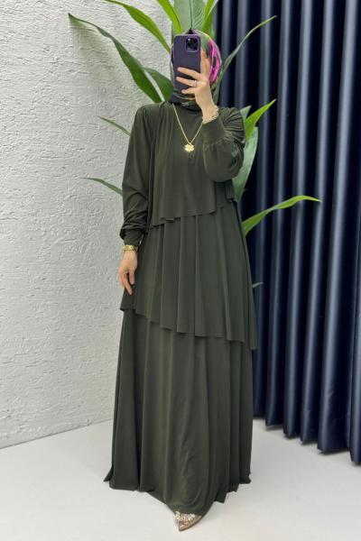 Haki Premium Sultan Elbise Tesettür Giyim