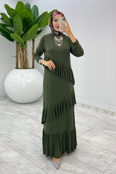Haki Premium Tijen Elbise Tesettür Giyim