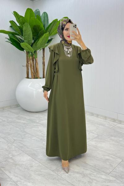 Haki Zennure Elbise Tesettür Giyim