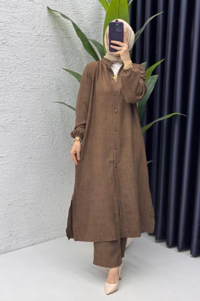 Kahve Mehtap Takım Tesettür Giyim
