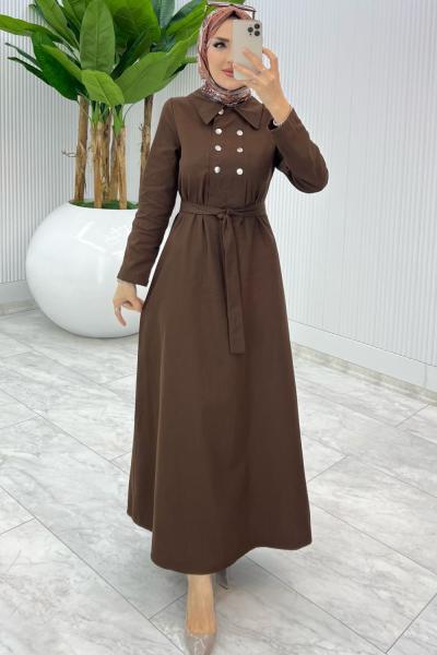 Kahve Premıum Roma Elbise Tesettür Giyim