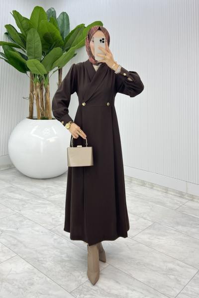 Kahve Semra Ferace Elbise Tesettür Giyim