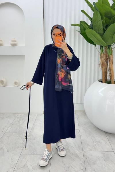 Lacivert Oysho Elbise Tesettür Giyim