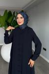 Lacivert Kayra Takım Medine İpeği Kumaş Tesettür Giyim Premium Seri