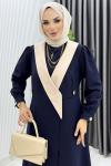 Lacivert Yeşim Uzun Ceket Kap Ferace Tesettür Giyim