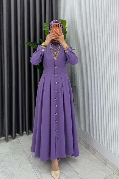 Lila Premium Asel Elbise Tesettür Giyim