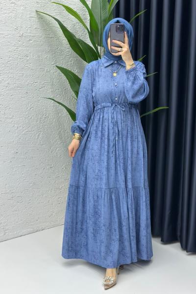 Mavi Premium Zerre Elbise Tesettür Giyim