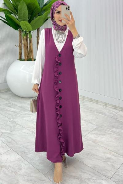 Mürdüm Mahya Jile Veya Takım Tesettür Giyim