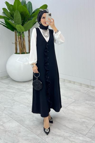 Siyah Mahya Jile Veya Takım Tesettür Giyim