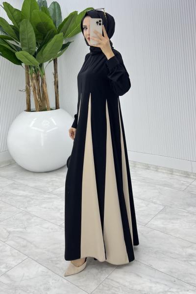 Siyah Parçalı Elbise Tesettür Giyim