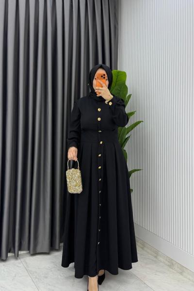 Siyah Premium Asel Elbise Tesettür Giyim