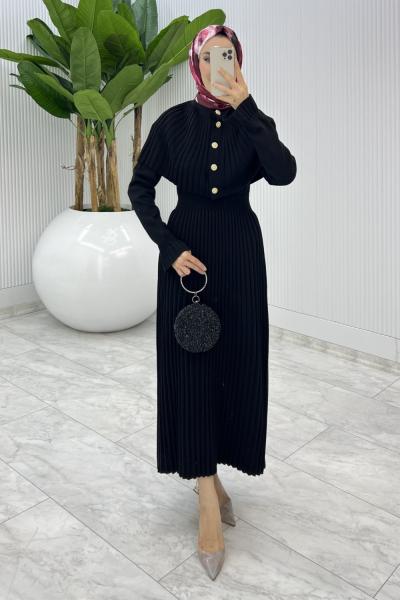 Siyah Sümeyye İkili Triko Takım Tesettür Giyim