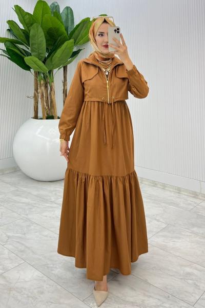 Taba Hicran Elbise Takım Tesettür Elbise