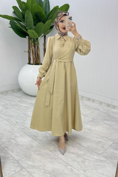 Taş Bağlamalı Elbise Tesettür Giyim