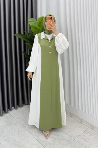 Yeşil Premıum  Aden ELbise Tesettür Giyim
