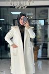 Angora Taşlı Kaban Ekru