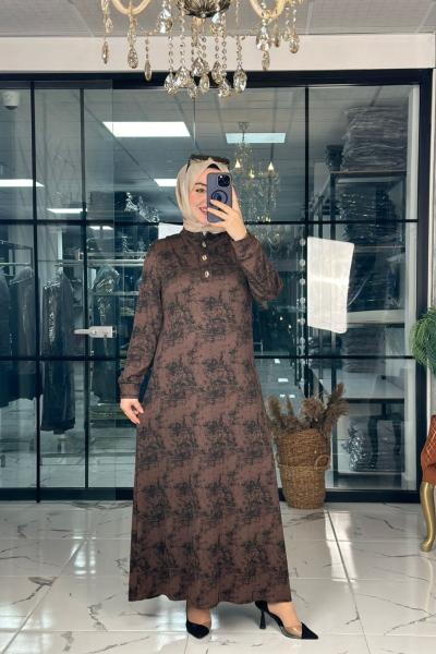İzgi Elbise Kahverengi
