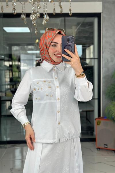 Pera Etek Takım-Beyaz