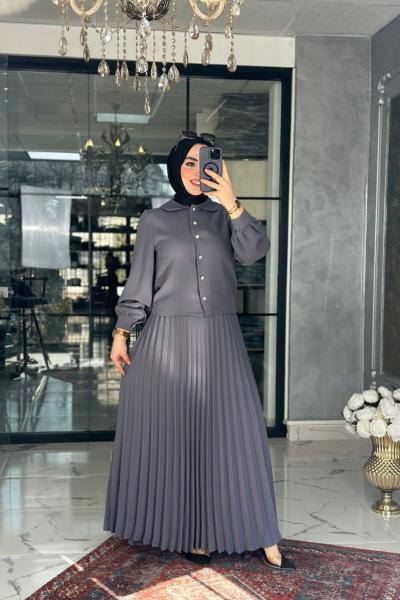 Rümeysa Etek Takım Gri