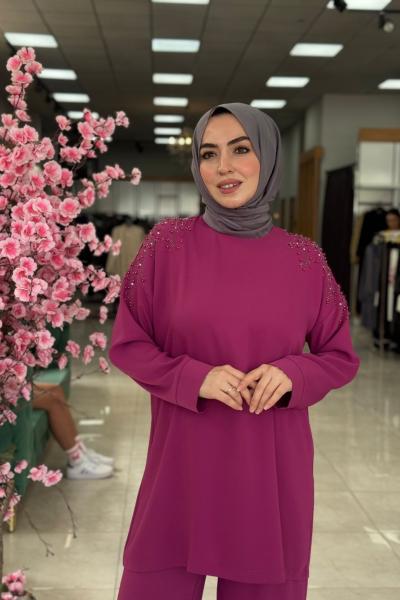 Yaprak Panolon Takım-Fuşya