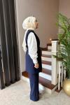 Püskül Detay Yelek Takım Lacivert