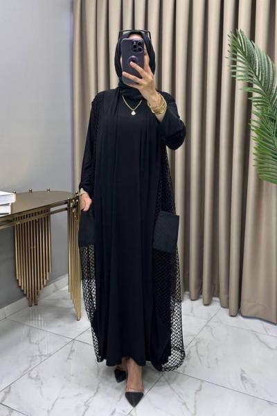 File Elbiseli Takım Siyah