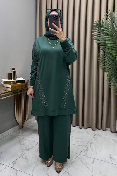 Hanımeli Taşlı Takım Zümrüt