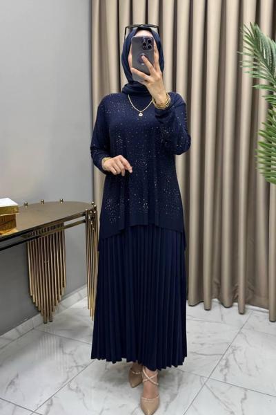 Mayda Etekli Takım Lacivert