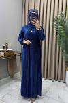 Multi Piliseli Kadife Elbise İndigo