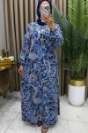 Şal Desen Elbise indigo Mavi