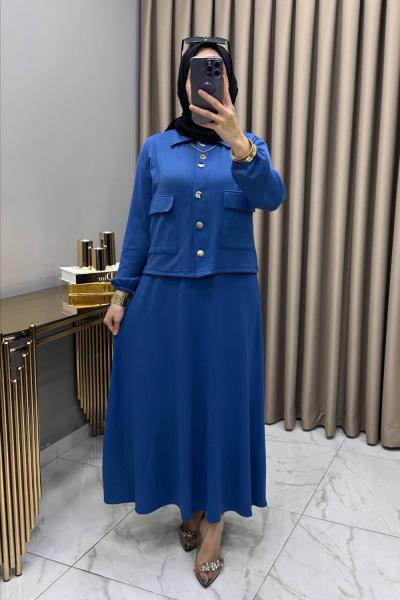 Yasemin Ceket Elbise Takım Füme