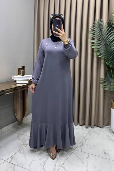 Yonca Elbise Broş Hediyeli Gri