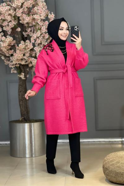 1002 Pullu Kaşe Kap Fuşya