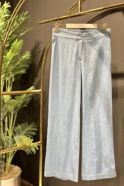 1024 Tencel Bol Paça Pantolon Mavi