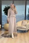1438 Ön Büzgülü Etekli Takım Bej