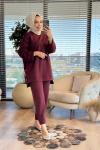 14384 Yanları Çıtçıtlı Takım Bordo