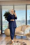14384 Yanları Çıtçıtlı Takım Lacivert